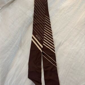Aenēis Silk Bandeau Scarf Brown White Diagonal Stripe